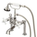 Water Creation Water Creation F6-0006-05-PX Vintage Classic 7 in. Spread Deck Mount Tub Faucet - Polished Nickel; Ivory F6-0006-05-PX